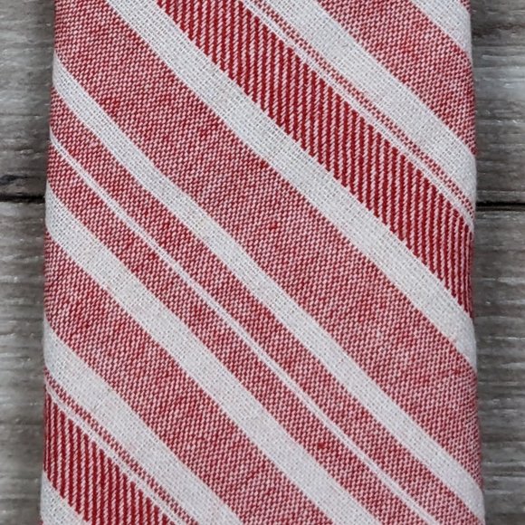 Dockers* Levi Strauss Slim Hand Made 100% Cotton‎ Red and White Striped Tie~ NWT - Picture 6 of 6